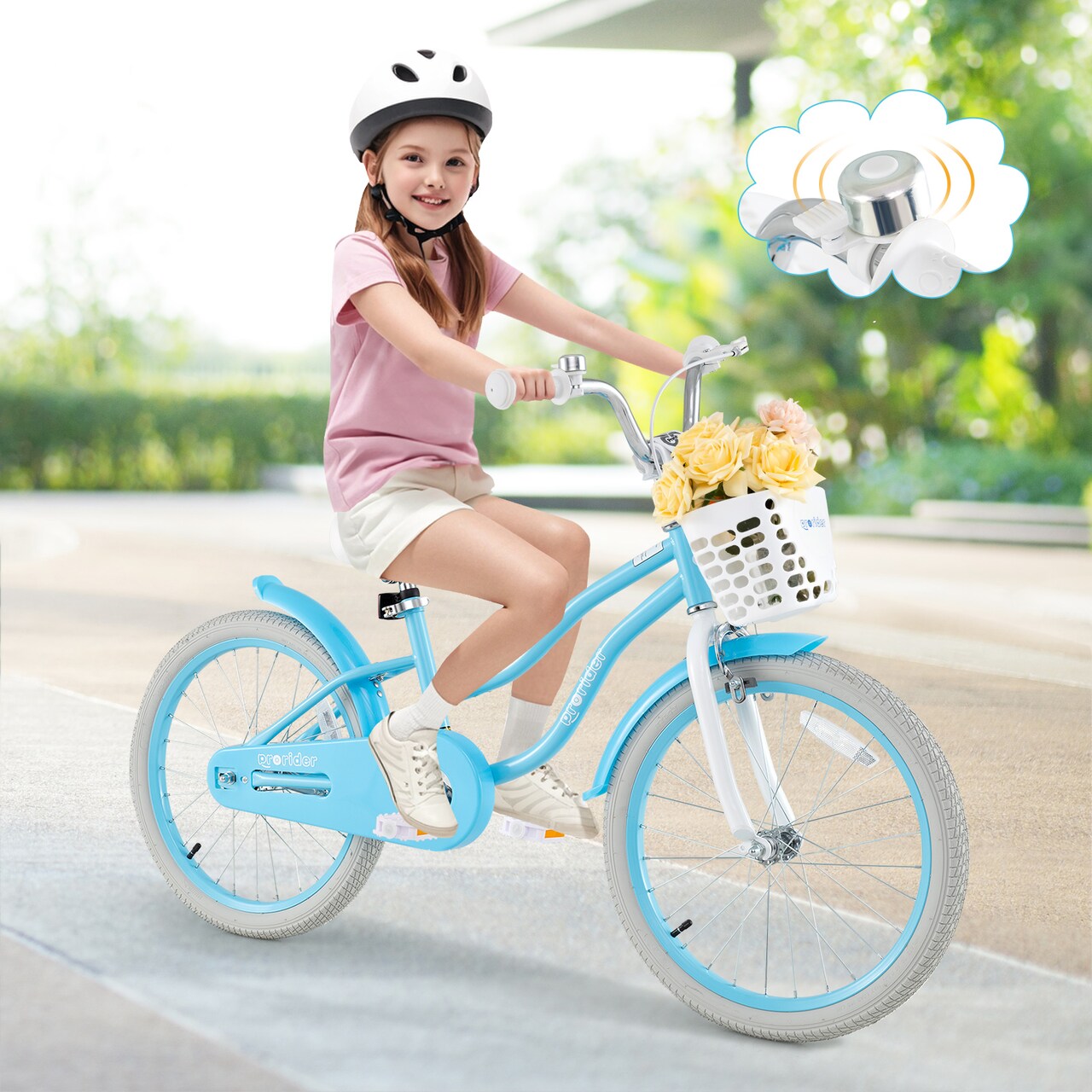 20 Inch Kids Bike with Dual Brakes Adjustable Seat and Removable Basket